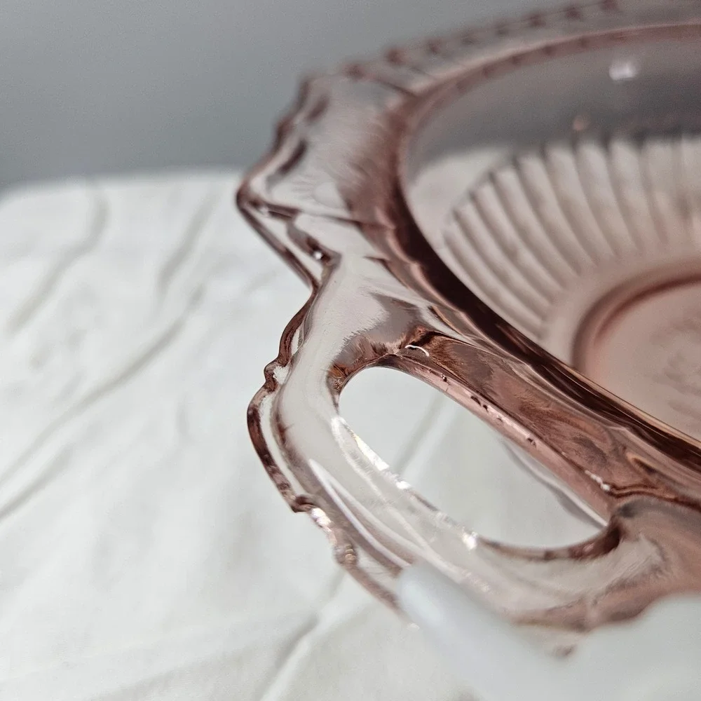 Federal Glass Rose Mayfair Pattern Pink Depression Glass Serving Bowls Set of 2‎